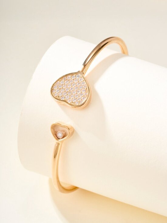 Chopard Jewelry - Chopard Happy Diamonds 18k Rose Gold Double Heart Open Bangle